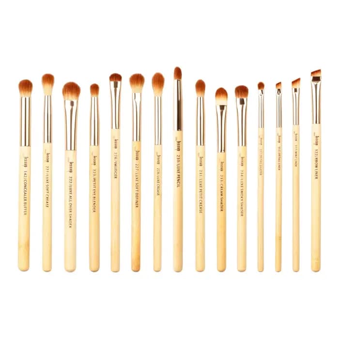 Jessup Pinceau de maquillage professionnel en bambou Beauté Set de pinceaux