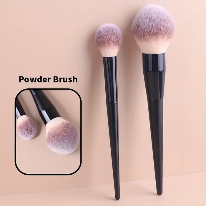 2 pinceaux de maquillage professionnels avec de grandes poils en nylon doux et des pointes elliptiques/de contour -