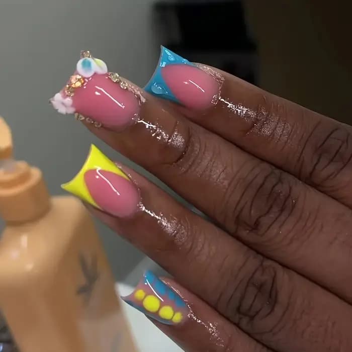 24 pièces Ins Spice Girl presse sur les ongles scintillant diamant arc décor y2k faux