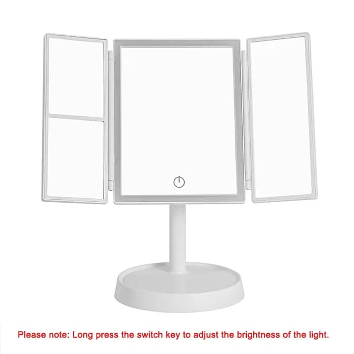 Miroir de maquillage pliable avec lumière LED