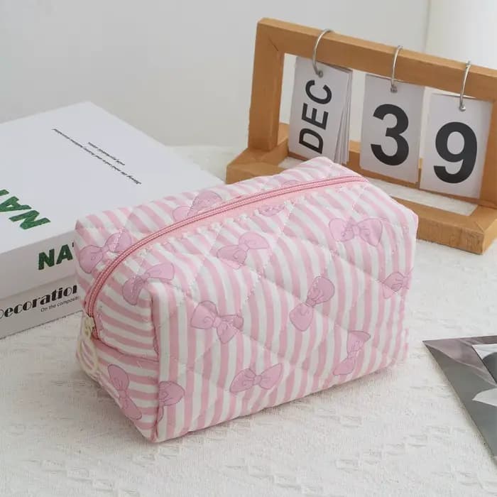 Trousse de maquillage florale avec nœud en dentelle pour femmes, trousse de toilette de grande capac