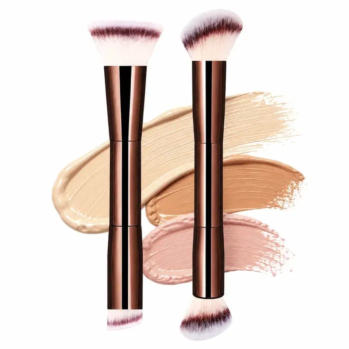 Ensemble de 2 pinceaux de maquillage à double extrémité – Fond de teint et blush