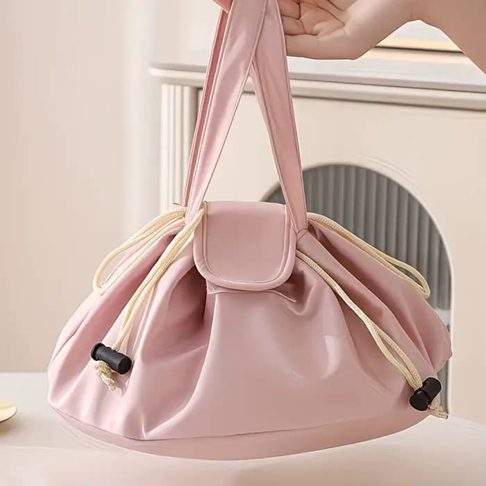 Sac de rangement cylindrique de grande capacité pour articles de toilette (avec fermeture à cordon) — Sac