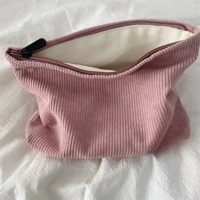 Sac à cosmétiques de voyage en velours côtelé
