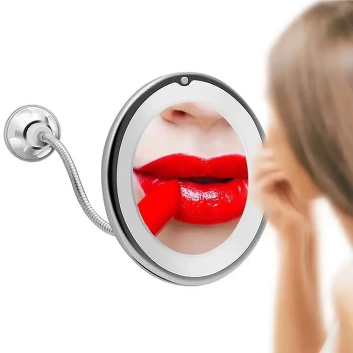 Miroir de maquillage flexible à col de cygne avec lumière LED