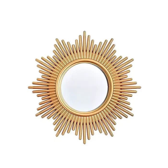 Miroirs muraux décoratifs ronds pour documents dorés, décoration murale pour la maison, artisanat d'