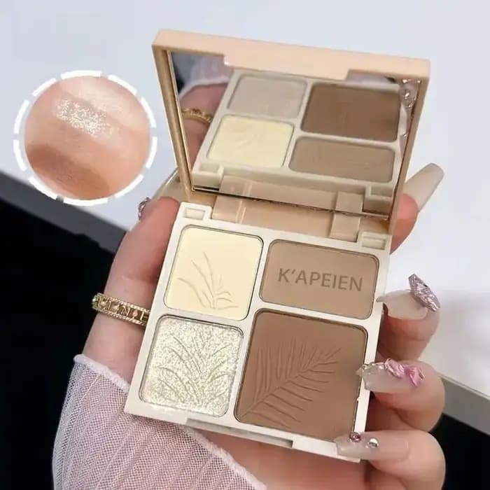 Palette de maquillage visage 4 couleurs avec miroir