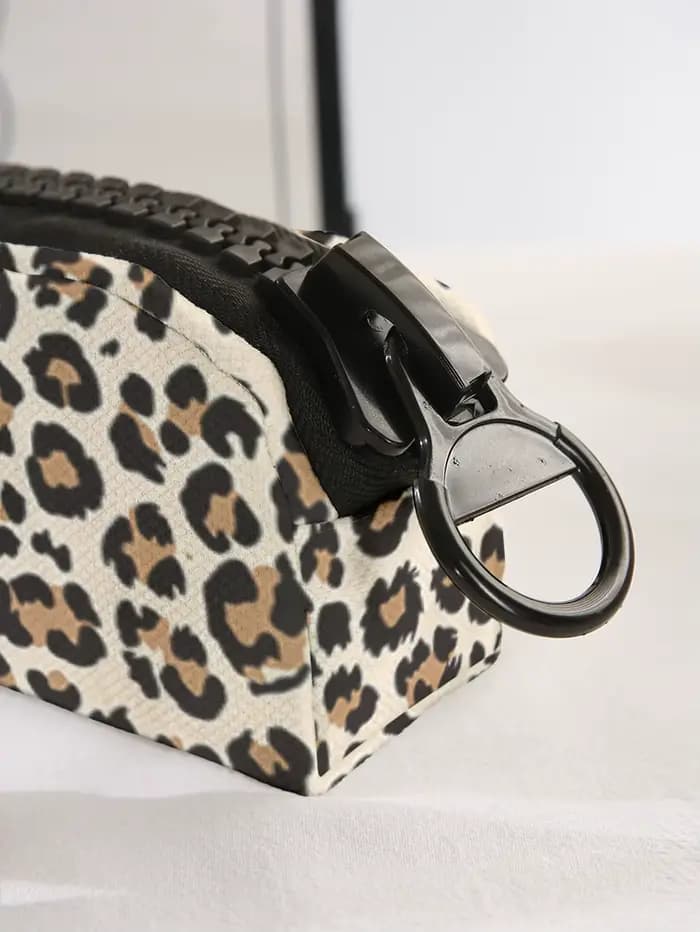 1 pièce, grande trousse de maquillage imprimée léopard avec fermeture éclair