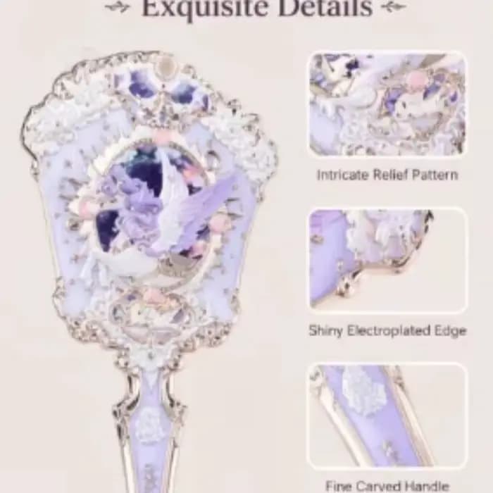 Miroir à main Flower Knows Unicorn, miroir de maquillage vintage gravé et embossé, miroir portable mignon Lolita pour filles, cadeau