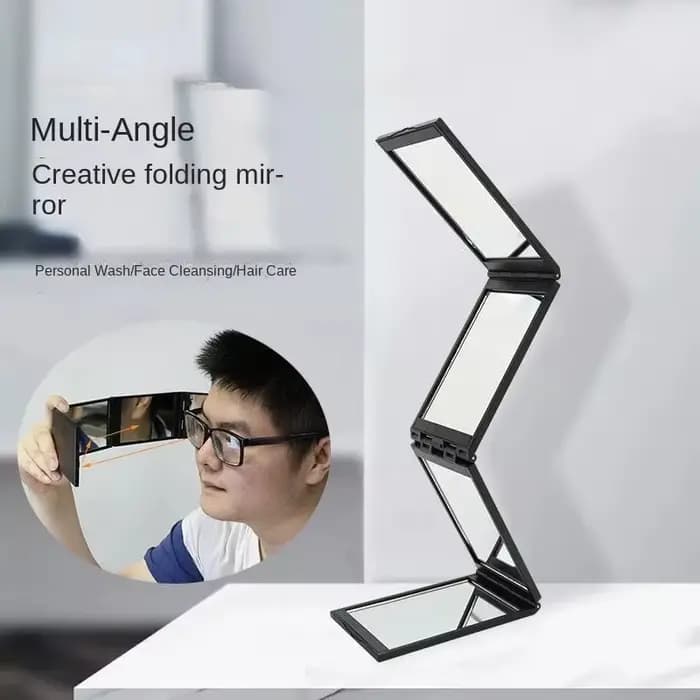 Miroir pliable réglable à trois volets pour la coiffure