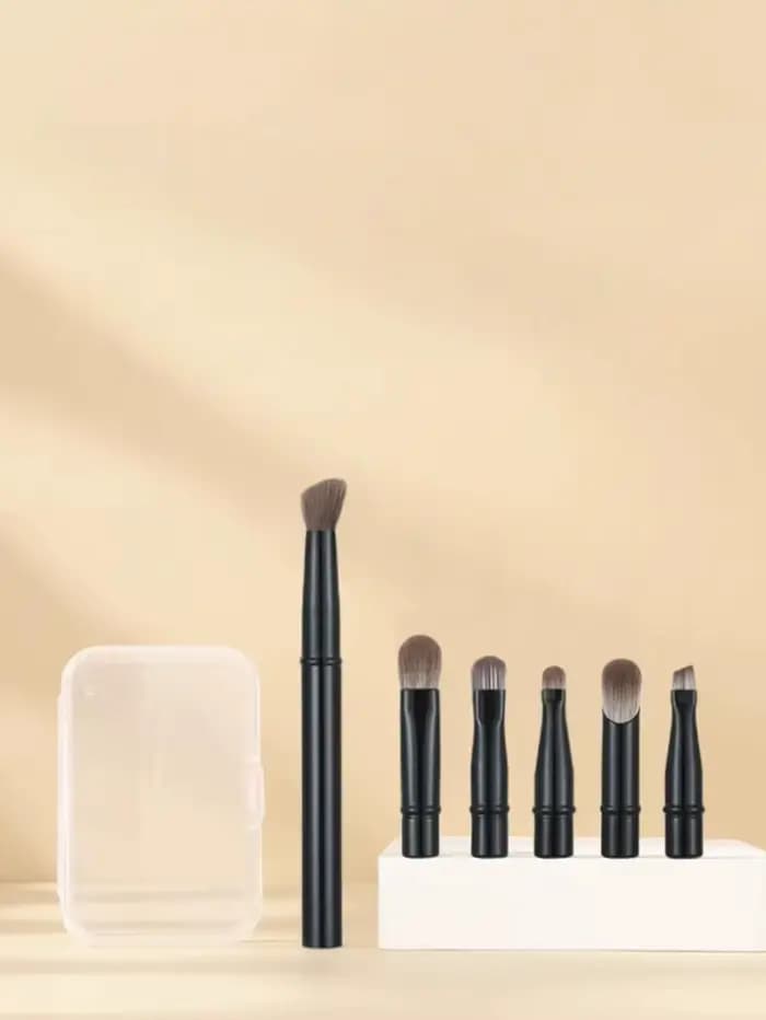 Paquet de 6 pinceaux de maquillage portables, tête de brosse de remplacement, ombre de nez, ensemble