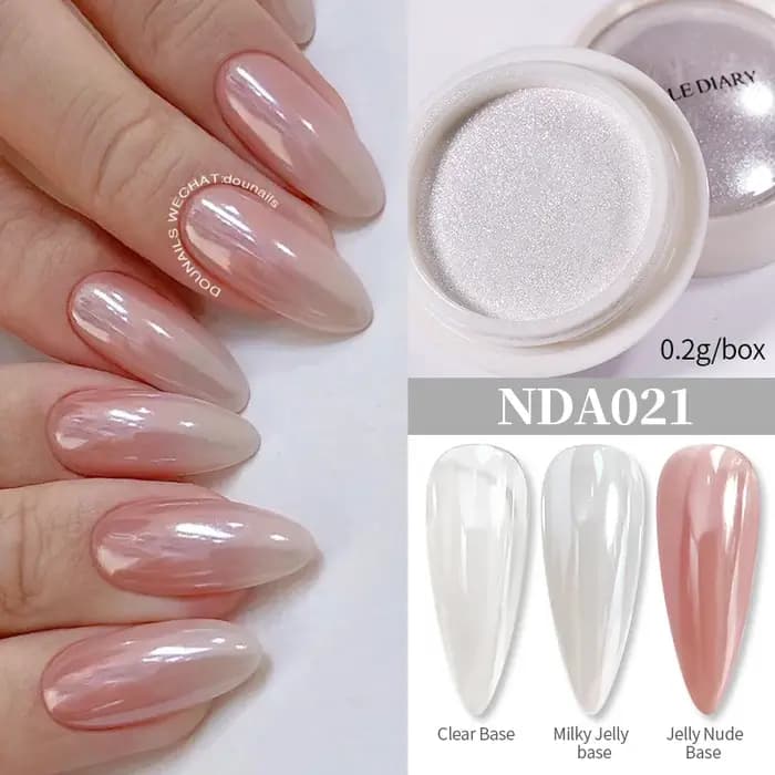 NICOLE DIARY-Poudre à ongles effet miroir, aurore, perle blanche, clair de lune, métal, poussière de