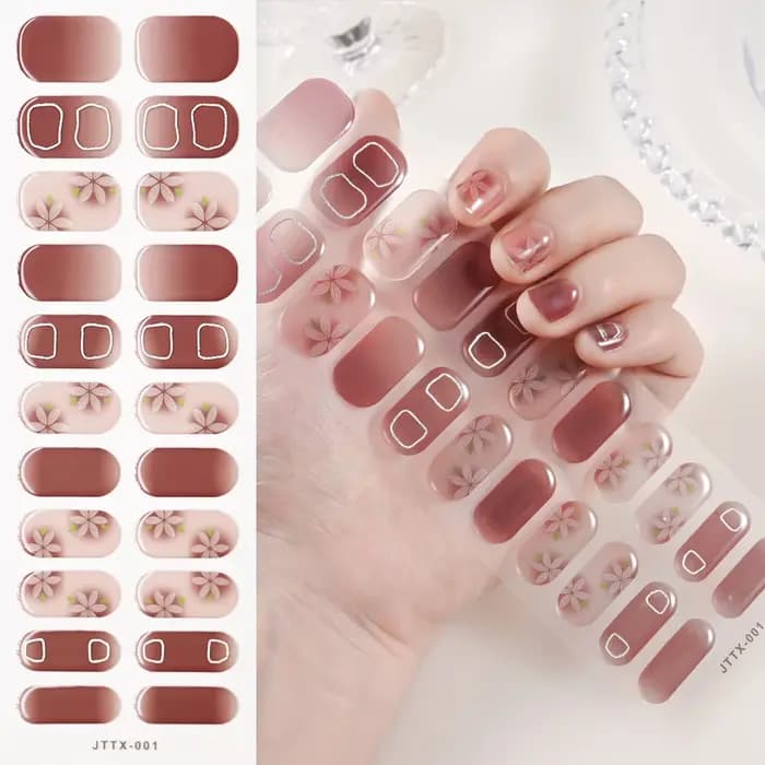 1 feuille d'autocollants pour ongles en Gel durci, bandes de vernis à ongles longue durée, couvertur
