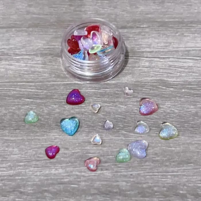 30 pièces/boîte Kawaii paillettes poudre coeur Nail Art décorations 3D résine strass breloques dessin animé cristal acce
