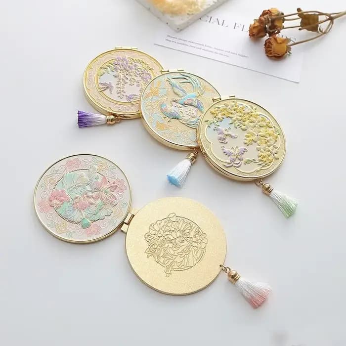 Miroir de maquillage en métal de style chinois