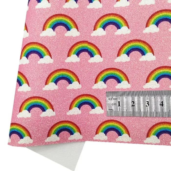 Feuilles scintillantes personnalisées arc-en-ciel rose vif