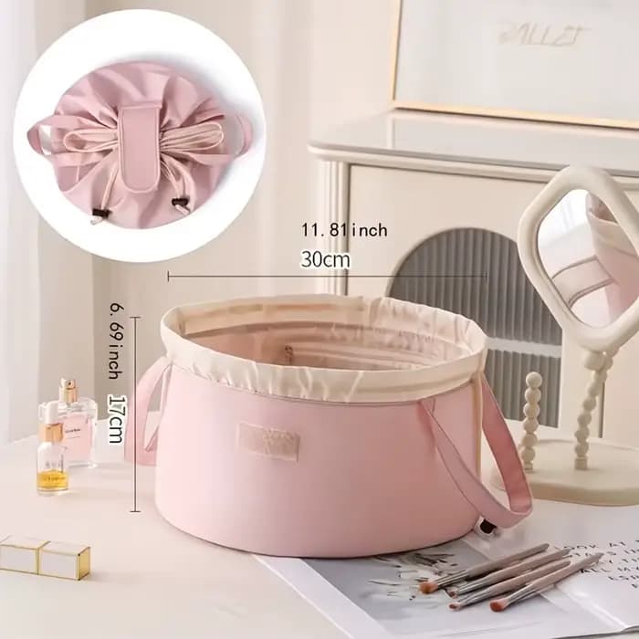 Sac de rangement cylindrique de grande capacité pour articles de toilette (avec fermeture à cordon) — Sac