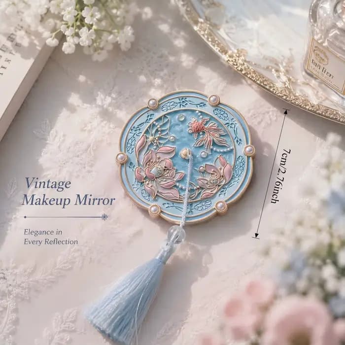 Miroir de maquillage de style chinois ancien, miroir portable, miroir de maquillage de haute qualité