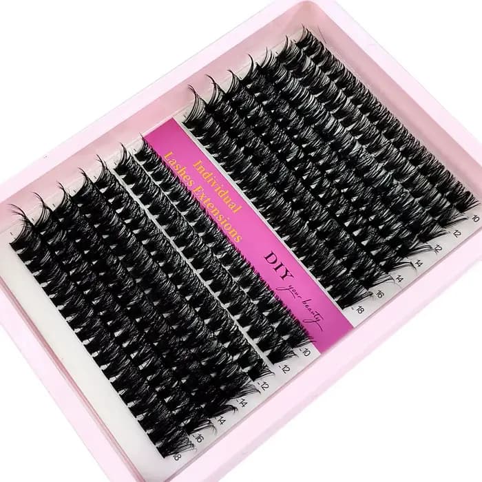 60D/80D/100D mélange plateau grappes de cils 10-18mm mélange vaporeux Extensions de cils individuels