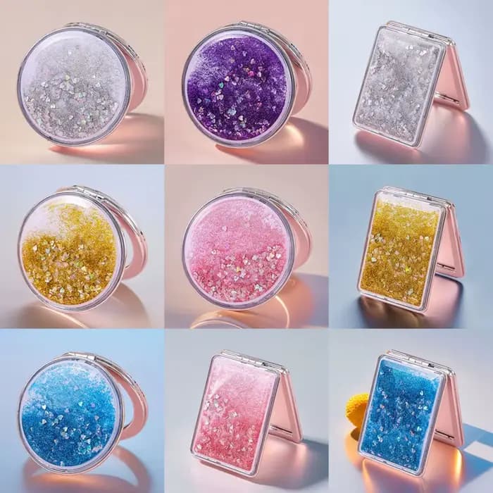 Miroir compact à paillettes liquides