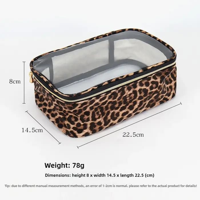 Trousse de maquillage transparente imprimé léopard – Organisateur de cosmétiques de voyage imperméable de grande
