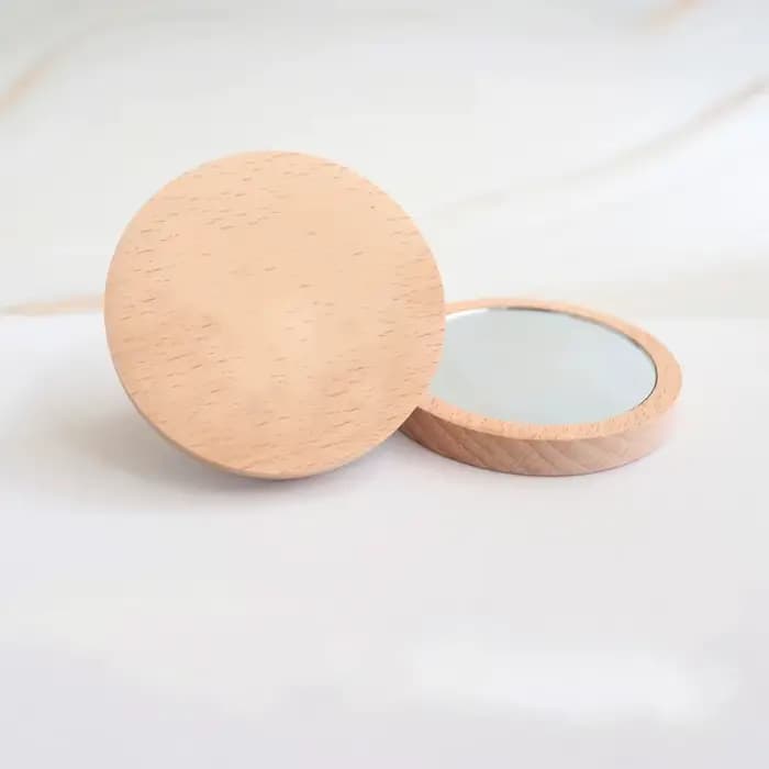 Miroir de poche rond Compact en bois gravé, 50 pièces, personnalisé, pour cadeaux de mariage de demo
