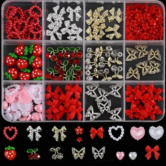 Breloques pour ongles en résine rouge