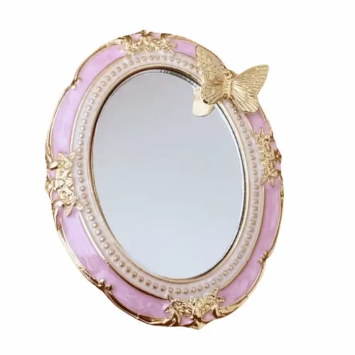 Miroir de maquillage rétro portable, miroir miniature romantique antique de luxe, surface en verre e