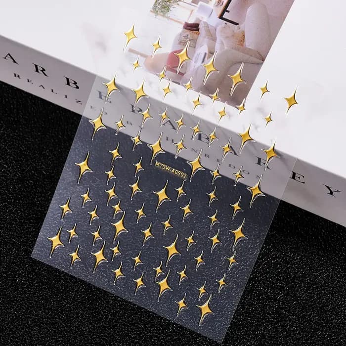Autocollant 3D doré soleil/lune/étoile bronzant pour Nail Art