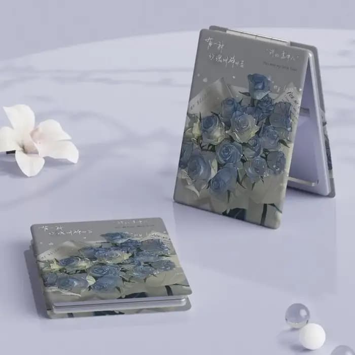 Miroir de maquillage pliable en PU, miroir cosmétique pliable haute définition, miroir de poche élég
