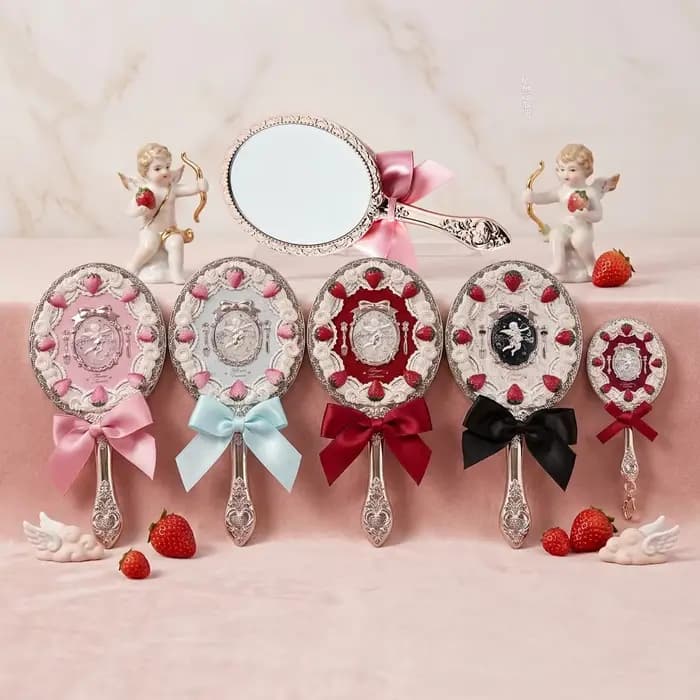 Miroir a Main Flower Knows Strawberry Cupid Esthetique Douce Romantique