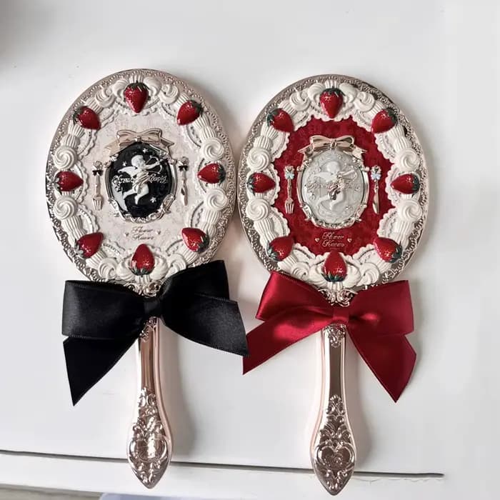 Miroir de Poche Edition Limitée Design Sirène Collection Fées Portable Maquillage Cadeau Femme Blanc Bleu Rose Chocolat