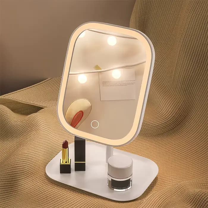 Miroir de maquillage pliant avec lumière LED