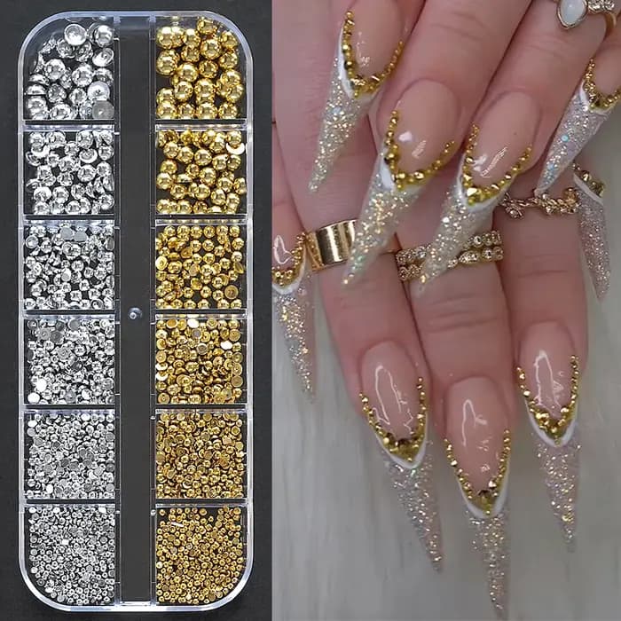 12 grilles de perles de Caviar 3D pour ongles