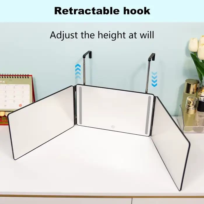 360 ° Miroir de coiffure DIY avec crochets réglables en hauteur