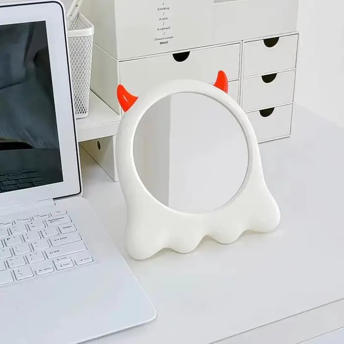 Autocollant ovale miroir à main maquillage lumière blanc miroirs debout Kawaii Design dortoir partic