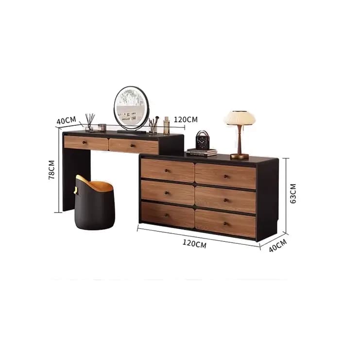 Table de vanité Vintage du milieu du siècle avec miroir classique Femme pour chambre