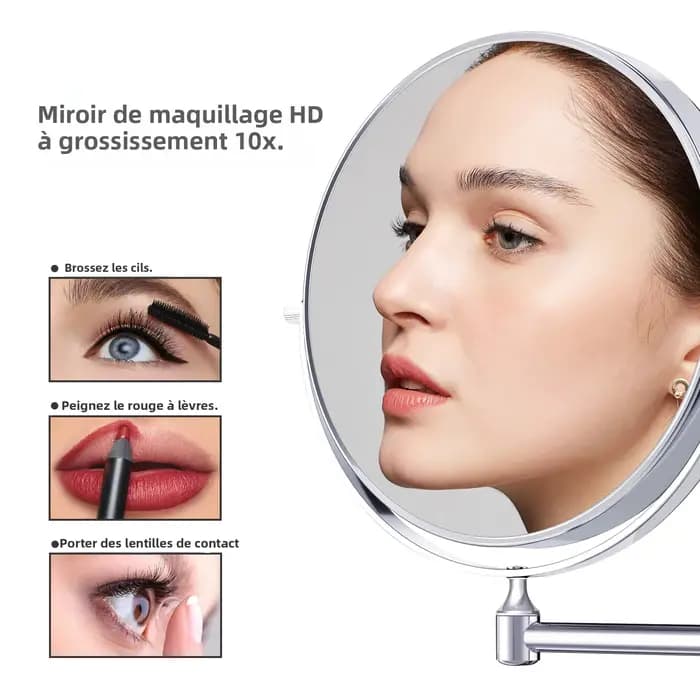 TUSHENGTU Miroir de maquillage mural pivotant 360 de 8 pouces