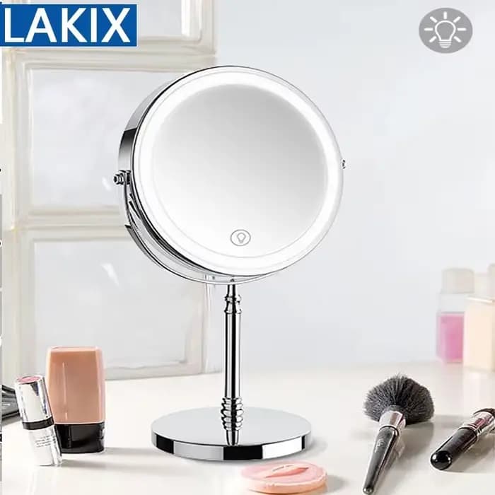 Miroir de maquillage de 8 pouces avec lampe lumineuse grossissement 10X 3 lumières de couleur