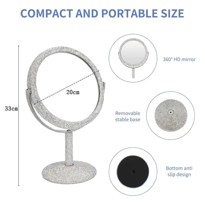 Miroir de maquillage de luxe en strass