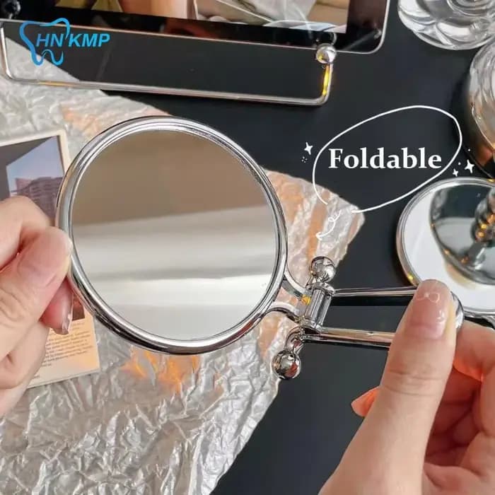 Miroir pliable portable double face grossissement 2x/5x/10x 360 ° Outil de maquillage sur pied de table
