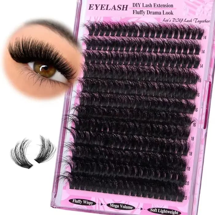 Cils épais moelleux grappes individuelles 200D Cosplay Extensions de cils de Faux vison manga faux c