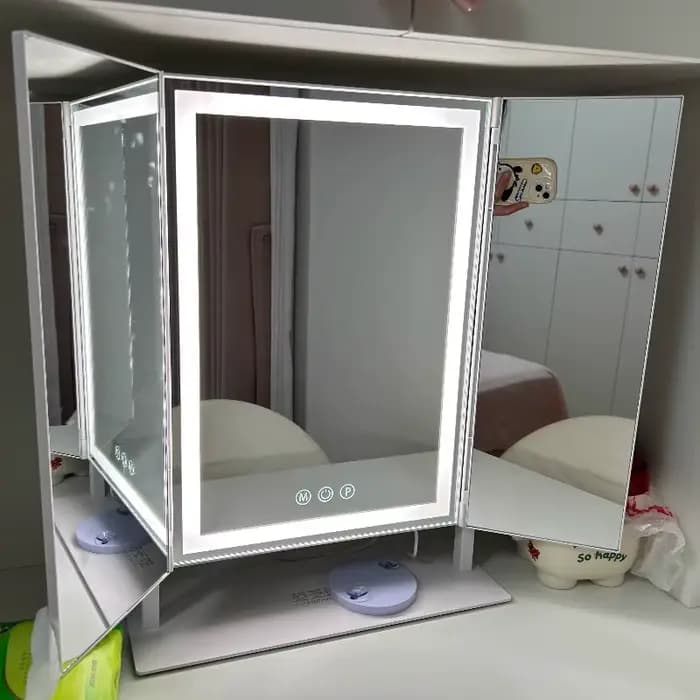 Miroir pliant esthétique Led, miroir de maquillage décoratif de luxe, miroirs de table élégants avec lumière, décoration de chambre à coucher