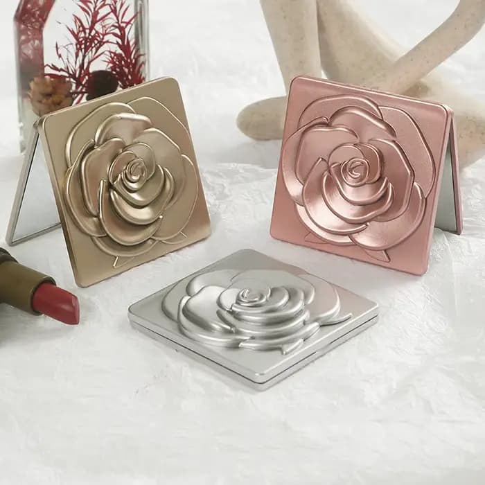 Miroir Rose carré de 7cm avec sac de rangement