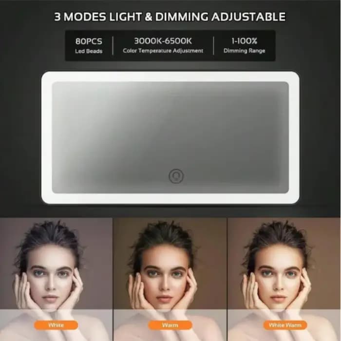 Miroir de vanité automatique HD, miroir de maquillage LED pour voiture, réglage à trois vitesses, plaque de pare-soleil, rétroviseur intérieur, écran tactile à intensité variable