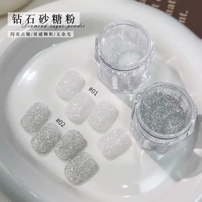 Poudre à ongles diamantée argentée 5g - Pigment pailleté ultra fin pour ongles en acrylique et en ge