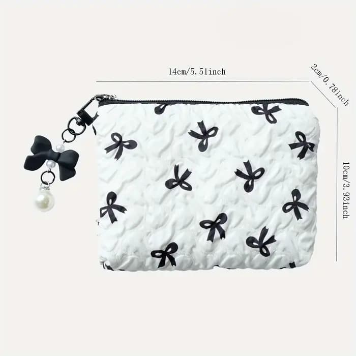 Trousse de maquillage à nœud brodé