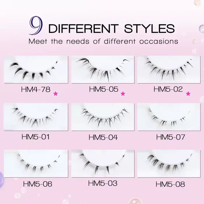 10 paires de cils inférieurs Manga, bande transparente, vaporeux, petite flamme sous les yeux, maqui
