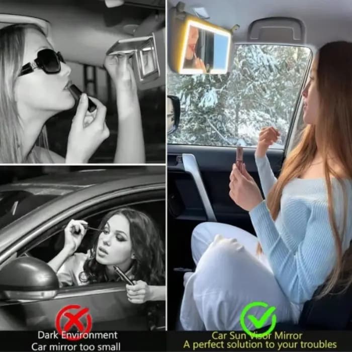 Miroir de vanité automatique HD, miroir de maquillage LED pour voiture, réglage à trois vitesses, plaque de pare-soleil, rétroviseur intérieur, écran tactile à intensité variable
