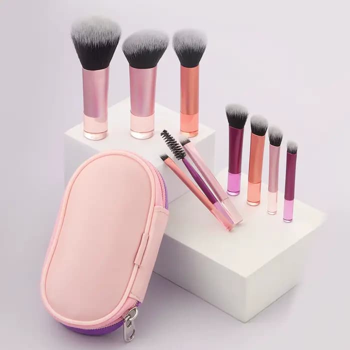 Ensembles de pinceaux de maquillage, 10 pièces mini en plastique avec sac pinceau de maquillage mult